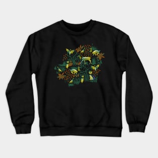 Eerie Forest- Mystical Animals in the Woods- Emerald Citron Crewneck Sweatshirt